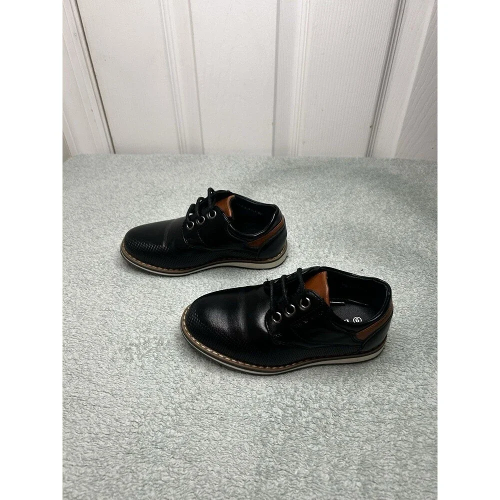 Bruno Marc Boys Dress Shoes Black Brown Lace-Up Size 9 Toddler